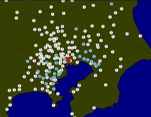 【速報】最大震度２の地震 震源は東京都２３区 Ｍ４．１ 千葉県は千葉市中央区などで震度２