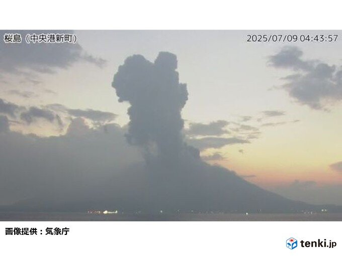 桜島では今朝爆発的な噴火 明日10日にかけて鹿児島市街地に降灰の可能性