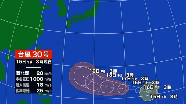 【台風情報】13年ぶり「台風30号」は非常に強い勢力へと発達して西へ進む見込み 日本列島直撃の可能性も、来週末にかけて九州から北陸へ向かって北上か