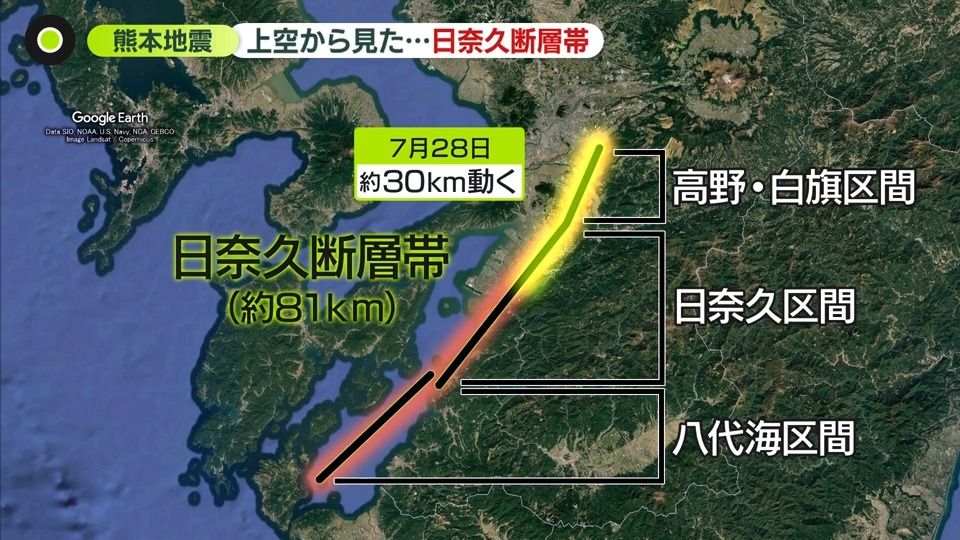 上空から見た「日奈久断層帯」 断層に沿う温泉街…拭えぬ不安 熊本地震から1か月