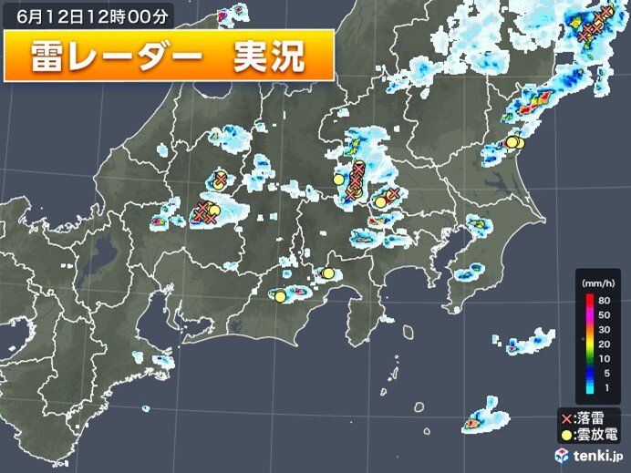 関東の平野部に雷雲 午後は北日本～西日本でゲリラ豪雨に注意 13日も天気急変注意