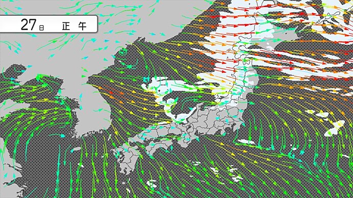 27日は北海道と東北の日本海側は大雪や猛吹雪に注意・警戒 全国的に厳しい寒さ続く