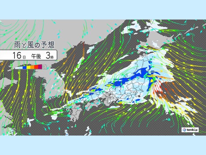 今日16日の午後は日本海側を中心に雷雨や激しい雨 警報級の大雨の恐れ