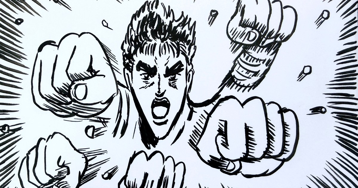 【漫画再現】『北斗の拳』の北斗百裂拳の再現にアナログな方法で挑んだら、結構上手く行った！