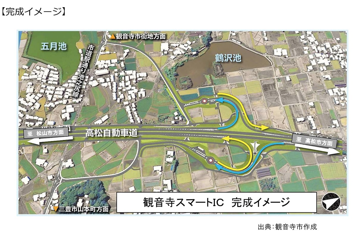 松道さぬき豊中～大野原IC間に「新インターチェンジ」誕生！ 「オリーブ牛」輸送が約4分短縮!?「観音寺スマートIC」26年夏開通でどう変わる？