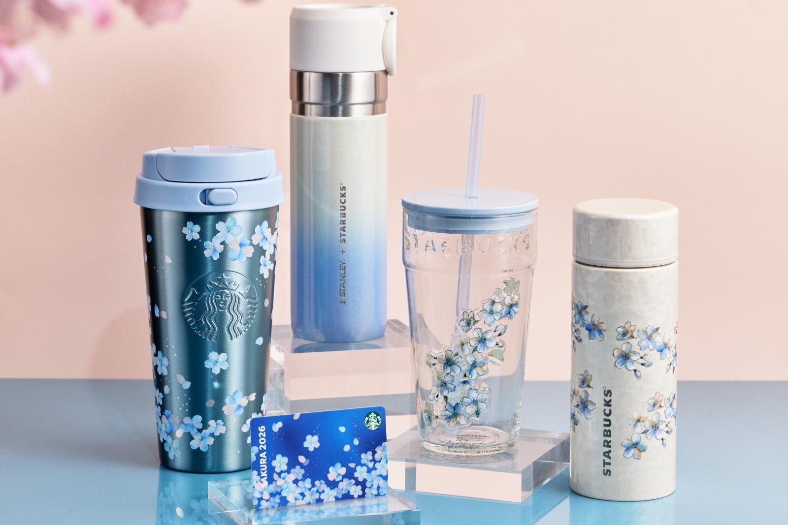 スターバックス26年春グッズ第2弾、“桜舞う青空”着想淡いブルーのステンレスボトル＆パール調マグ