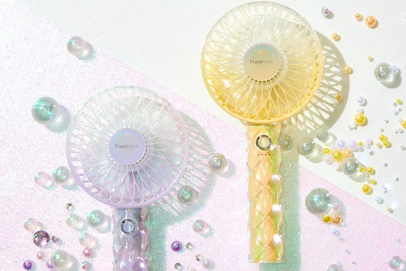 フランフランのミニ扇風機「フレ ハンディファン」に“ぷっくりカラー”の新作、香り付きクリップも