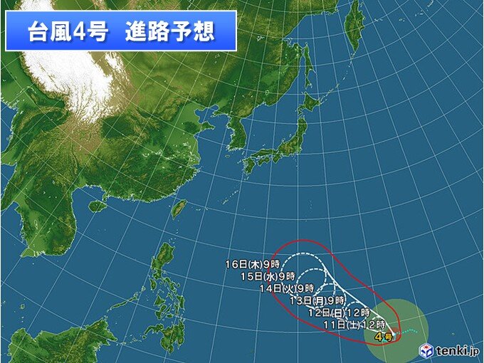 台風4号 今年初めての「強い台風」に発達 日本への影響は?
