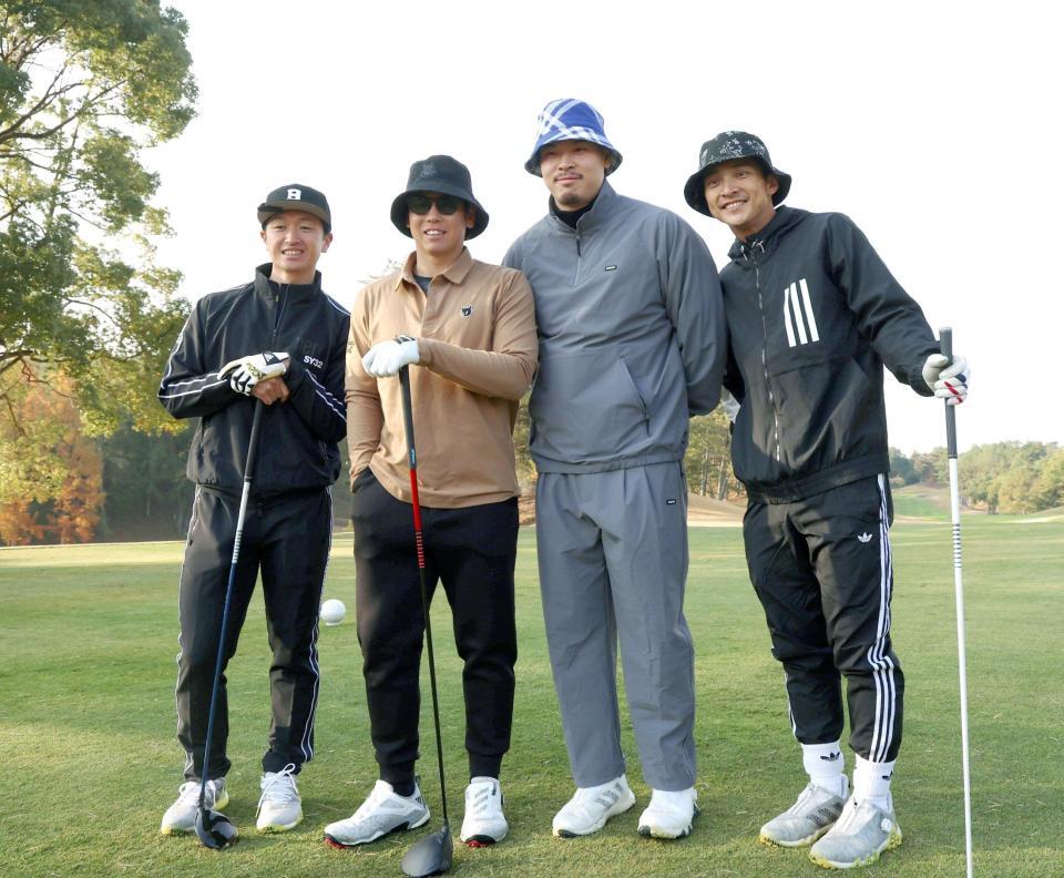 阪神 佐藤輝明はグレーのセットアップ 森下翔太はティーショットで絶叫 激レアゴルフウェア姿 オシャレ番長は誰？