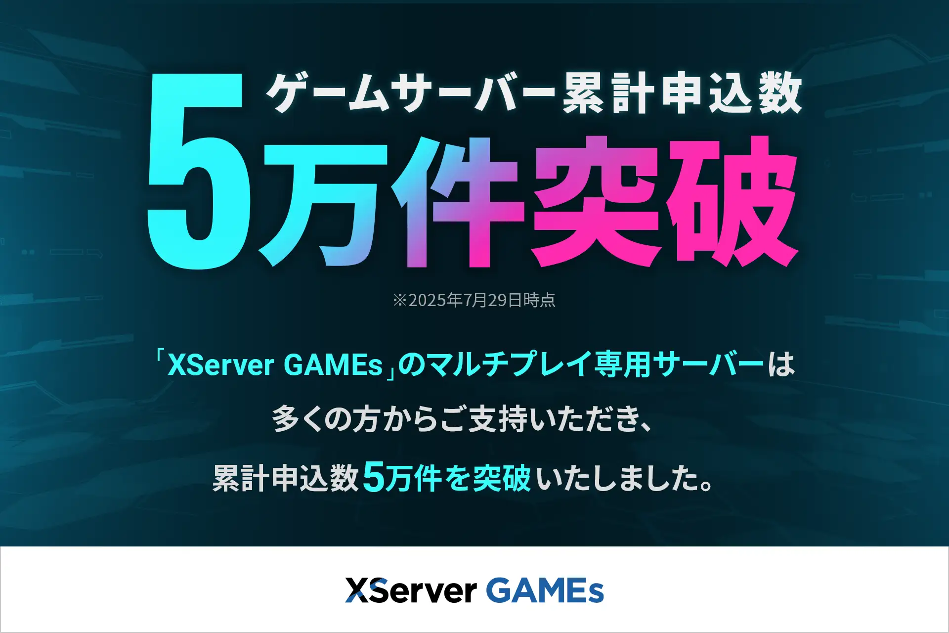 「XServer GAMEs」が累計申込数「5万件」を突破。専門知識不要で手軽にマルチプレイサーバーを利用できるサービス