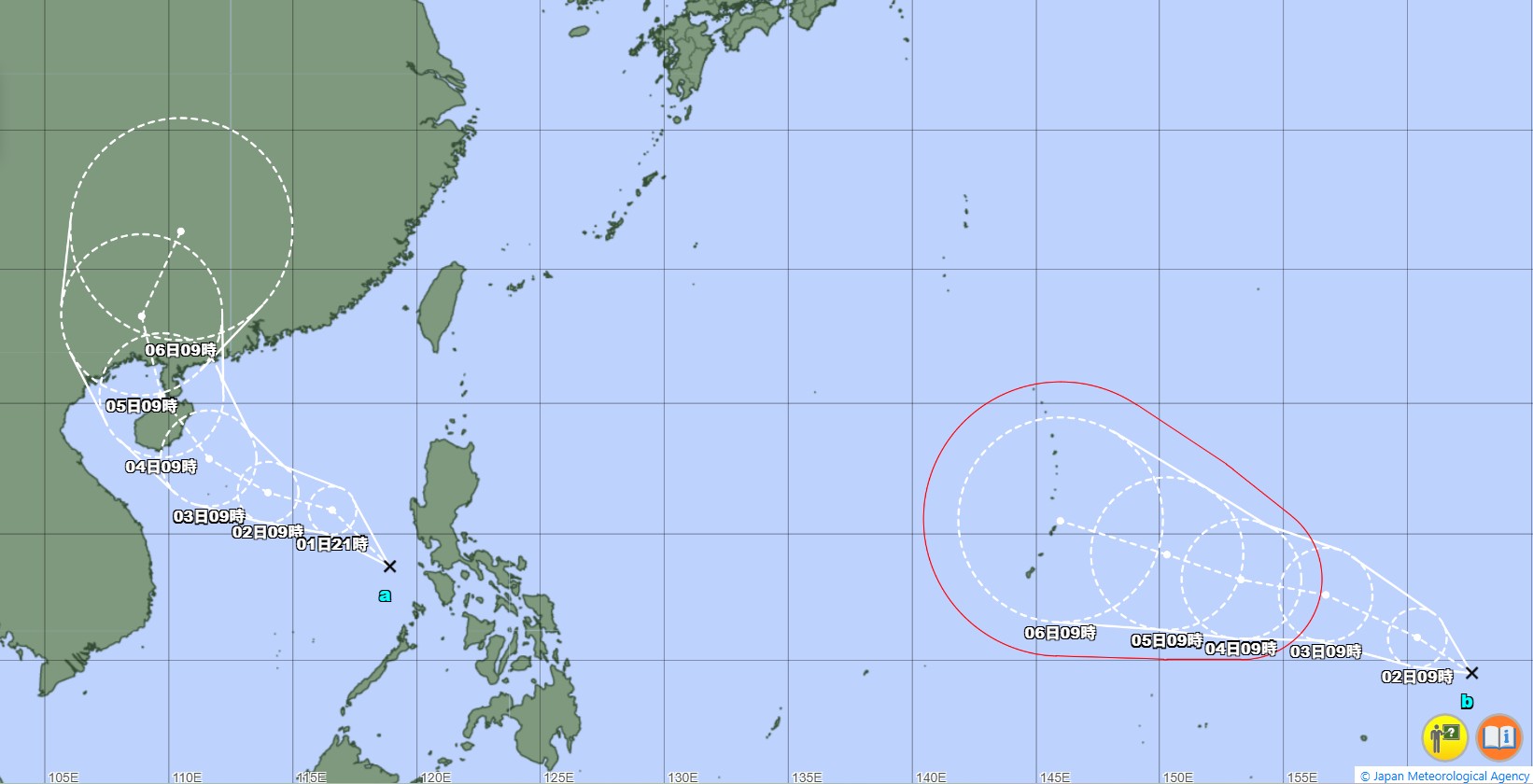 ダブル台風発生へ…気象庁の予想進路、米軍・ヨーロッパの見方 台風9号、10号に