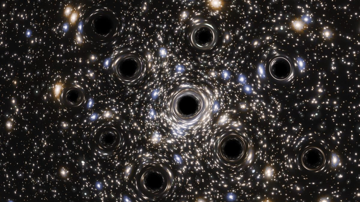 球状星団の中心に潜む複数のブラックホールを可視化した再現動画