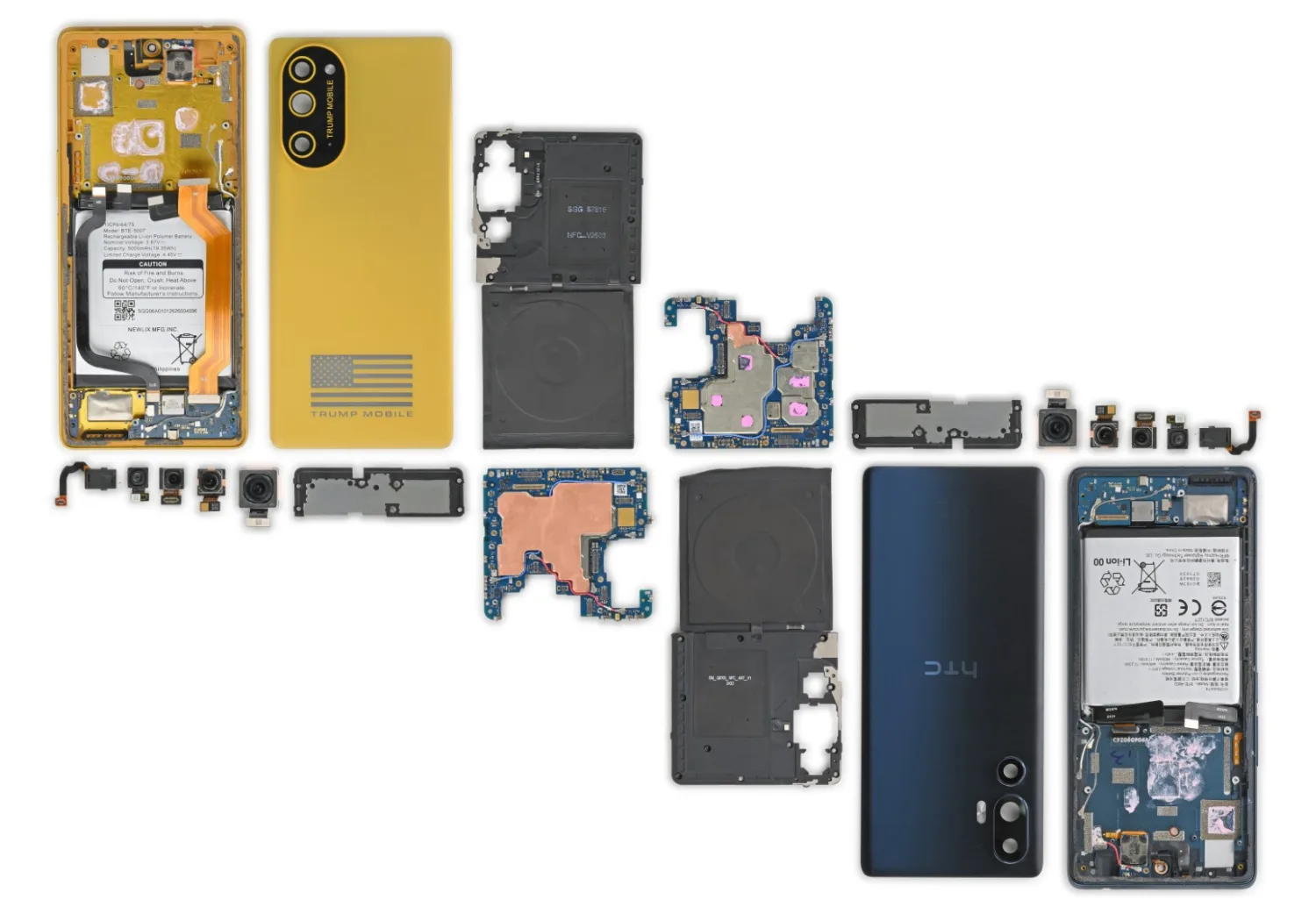 【悲報】トランプフォン「T1」分解。中身はHTC「U24 Pro」とほぼ同一だったとバレる