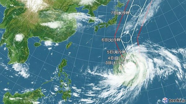 【台風情報】大型で強い台風27号の進路予想 非常に強い勢力で小笠原近海へ 5日には中心気圧925hPaまで下がる予想 6日頃は千葉県など関東の沿岸部では北風が強くなるおそれ