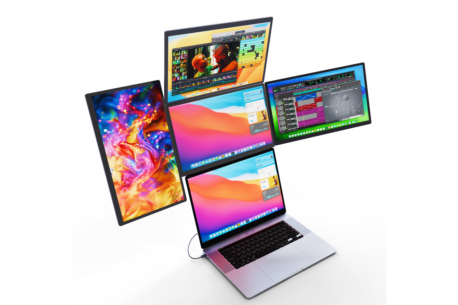 ノートPC作業領域の限界突破！18.5インチモニター×4の拡張モニターシステム