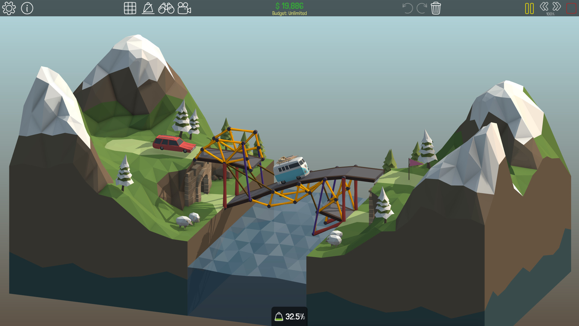 『Poly Bridge』90％オフの「101円」で買える破格セール実施中。人気の‟橋づくり”シミュレーションゲーム:Steam