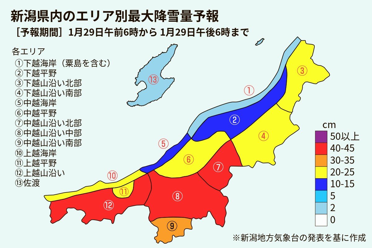 29日夜から大雪か…国道･高速道路で通行止めの可能性も 上中越の山沿い中心、平地も注意を！