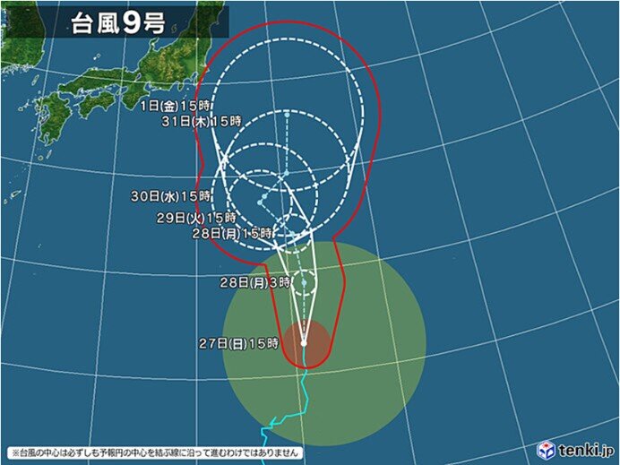 関東は8月に入る頃に強風か 台風9号の動向に注意 関東2週間天気