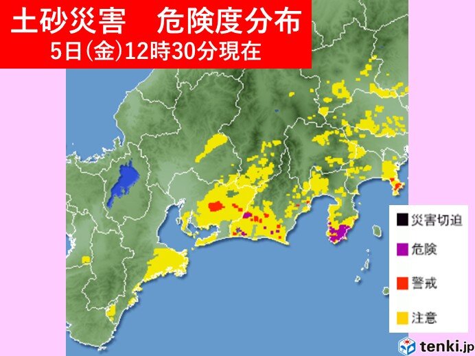 東海地方は大雨災害の危険度高まる 今日5日午後も土砂災害などに厳重警戒