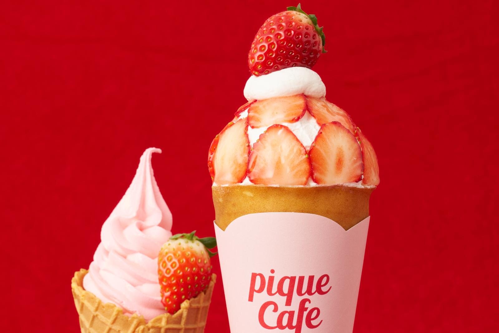 ジェラート ピケ カフェ26年春“苺尽くし”スイーツ、ドーム状クレープ＆いちごミルクスムージー