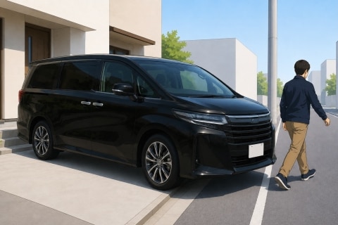 「駐車スペースに合う車を買って」自宅から歩道にはみ出す大型ワゴン車、事故が起きたら誰の責任？（弁護士ドットコムニュース）
