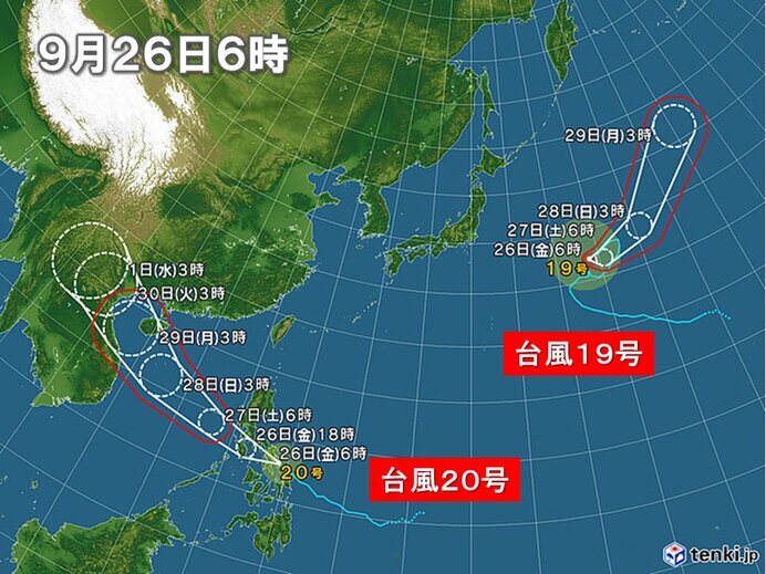 台風19号はまだ迷走中 台風20号は発達しながら西へ 10月も台風シーズン続く